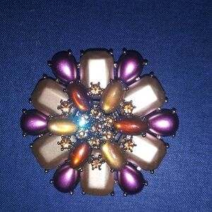 Lavender and Amber Colored Brooch